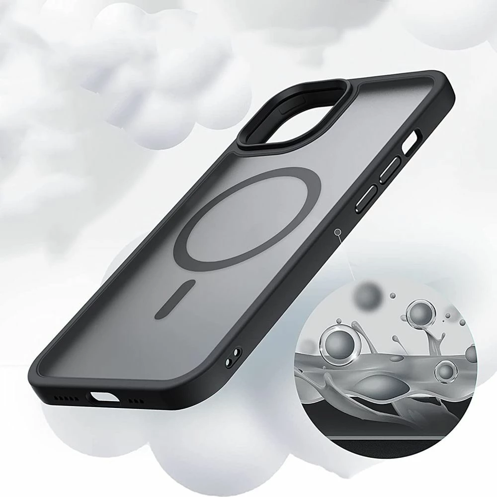 Mbështjellës Tech-Protect MagMat për iPhone 14, MagSafe, Gjysmë-transparent, Zi