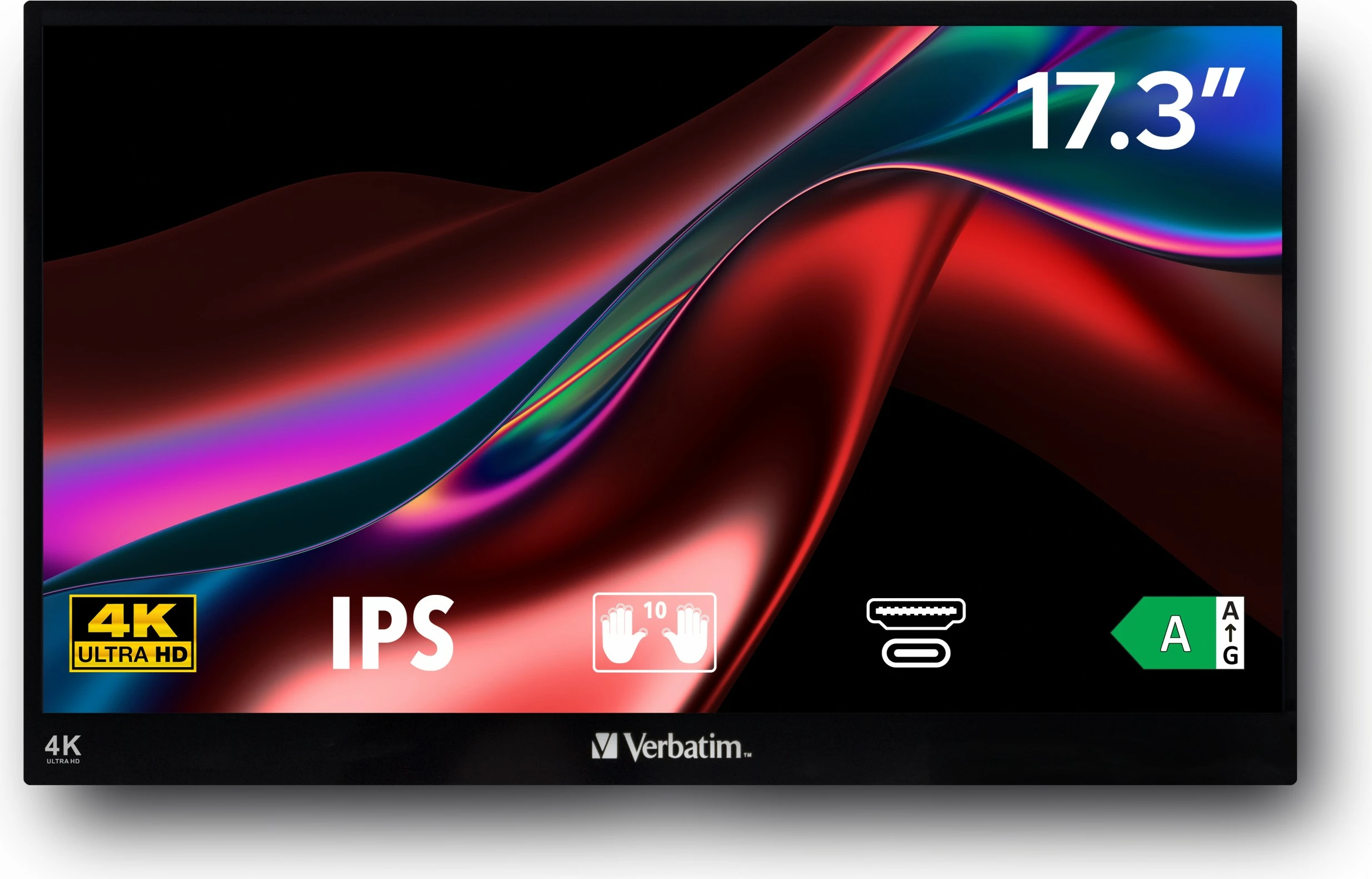 Monitor portativ Verbatim 17.3 inç 4K Ultra HD, touchscreen, i zi