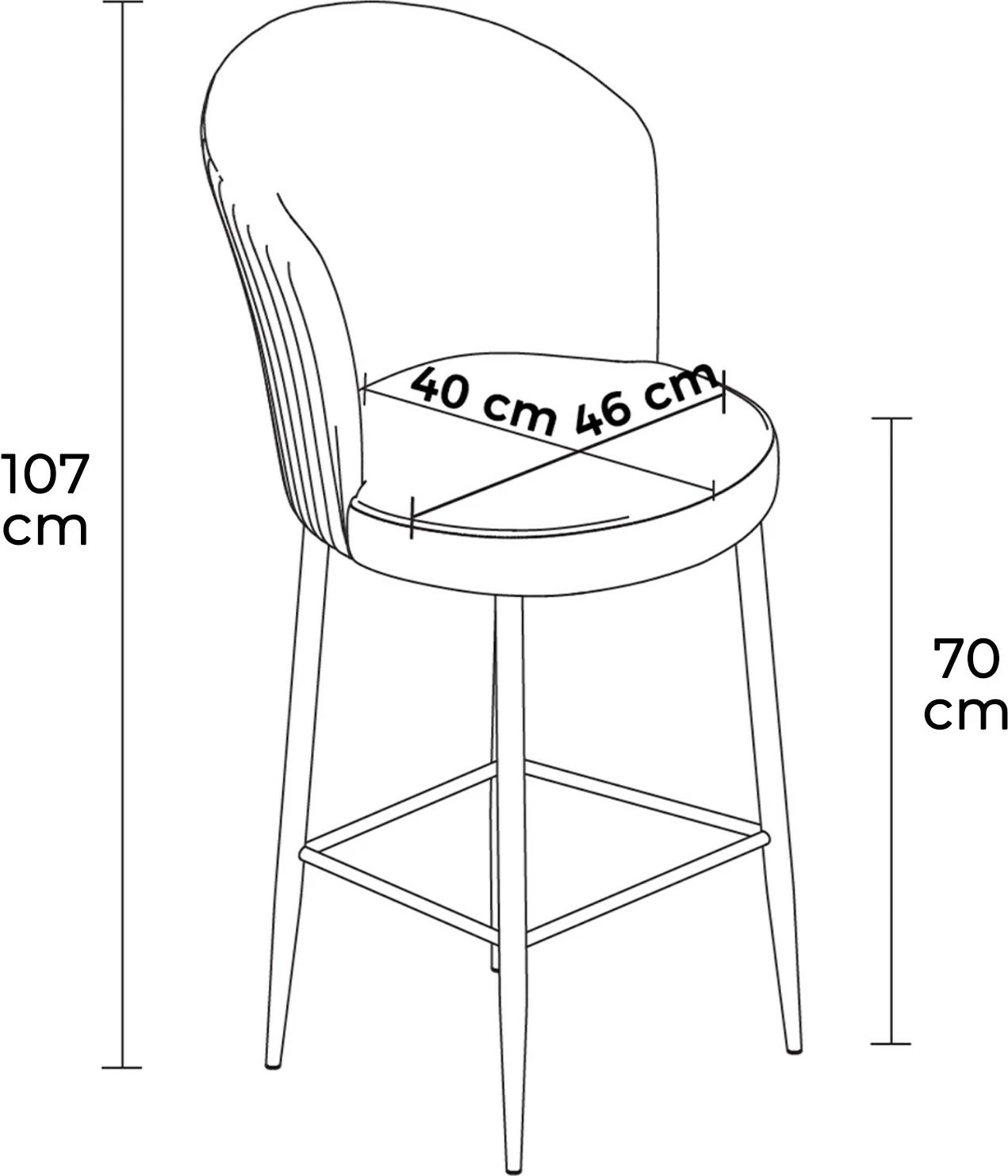 Set karrigesh për bar (6 copë), Hanah Home, Fora, e zezë