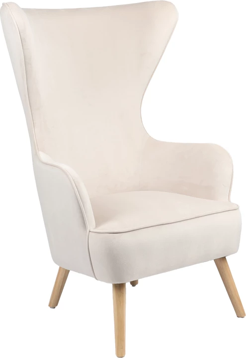 Karrige Byfon kadife krem-dru gome këmbë ngjyrë natyrale 76x83x117cm