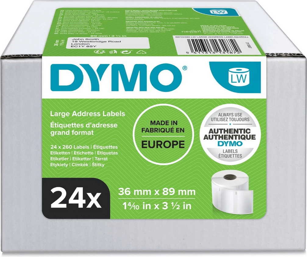 Etiketa adrese, Dymo, S0722390, 36 x 89 mm, e bardhë, pako 24x