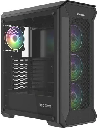 Kasë Genesis Irid 505 V2 ARGB, Midi Tower, 4x ARGB fan, ATX/Micro ATX/Mini ITX, e zezë