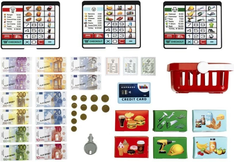 Kasë vetëshërbimi lodër Klein 7265 me aplikacion, shumëngjyrëshe, set aksesorësh