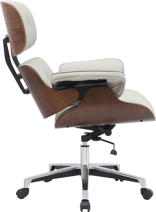 Karrige menaxheri për zyre Kobane, ngjyrë bezhë, bazë kromi, 84x75x113.5cm