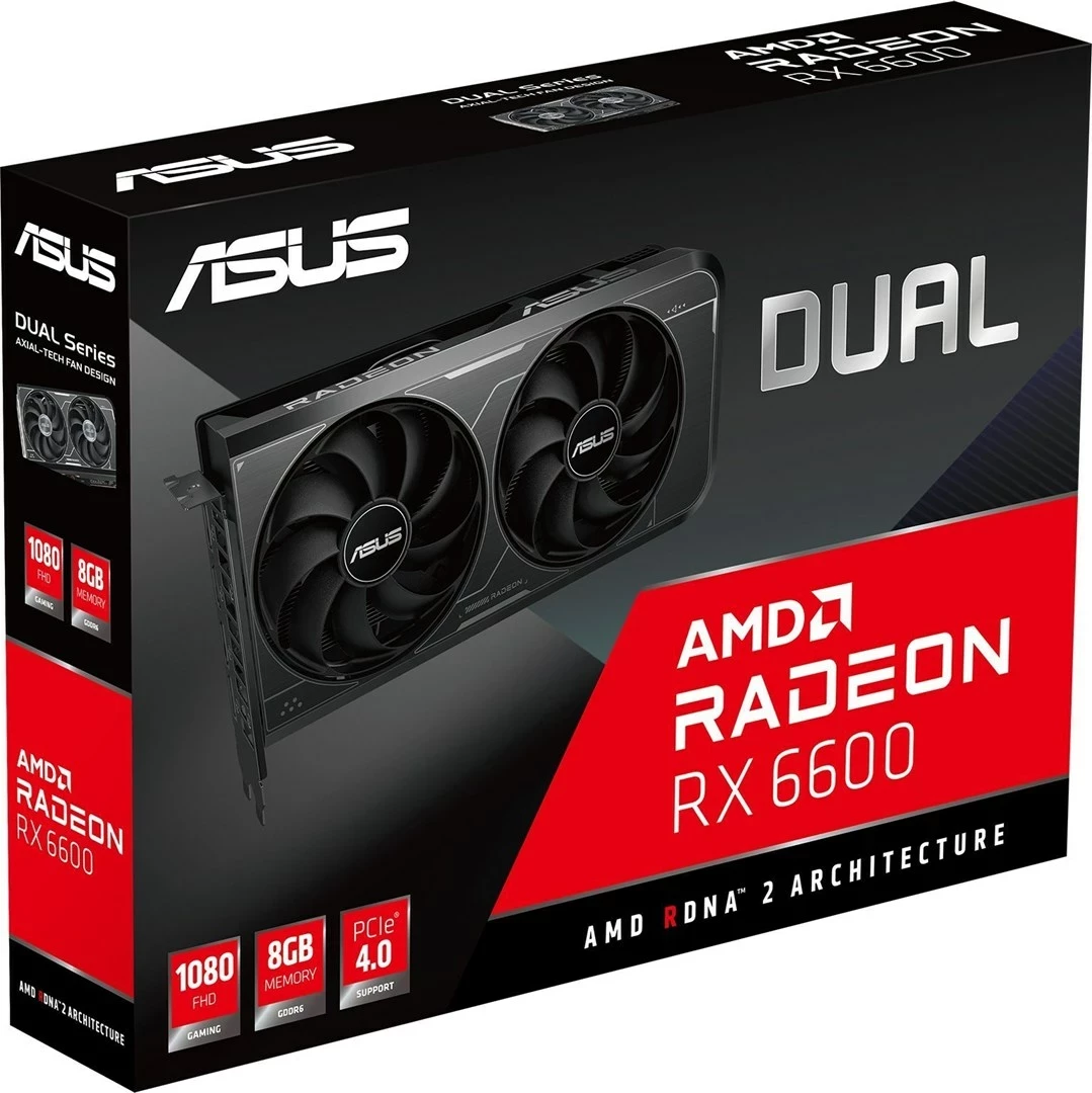 Kartelë grafike ASUS Dual RX6600 8 GB GDDR6, e zezë