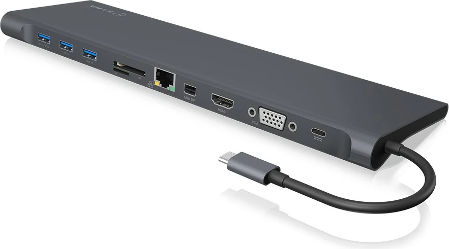 Docking station ICY BOX IB-DK2102-C, USB Type-C, 3x USB 3.0, HDMI, Mini DisplayPort, VGA, Gigabit LAN, 100W, anthracite/black