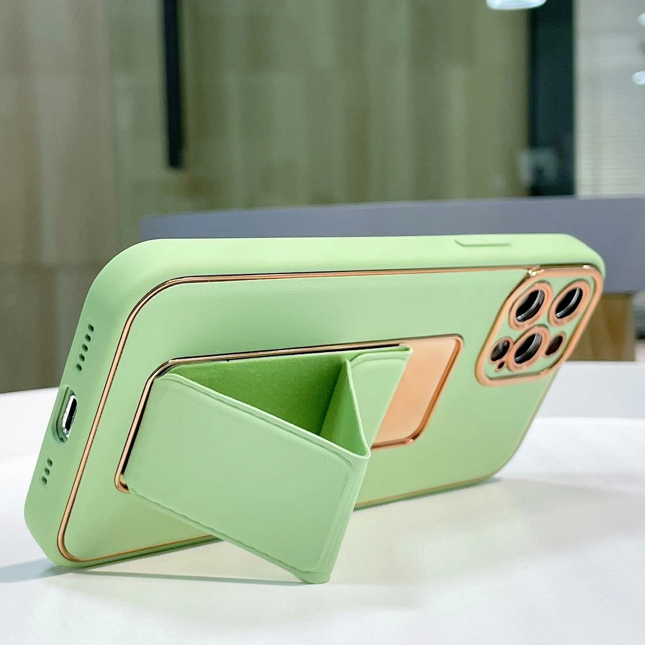 Mbështjellës Hurtel New Kickstand Case për iPhone 13 Pro, me qëndrim, vjollcë