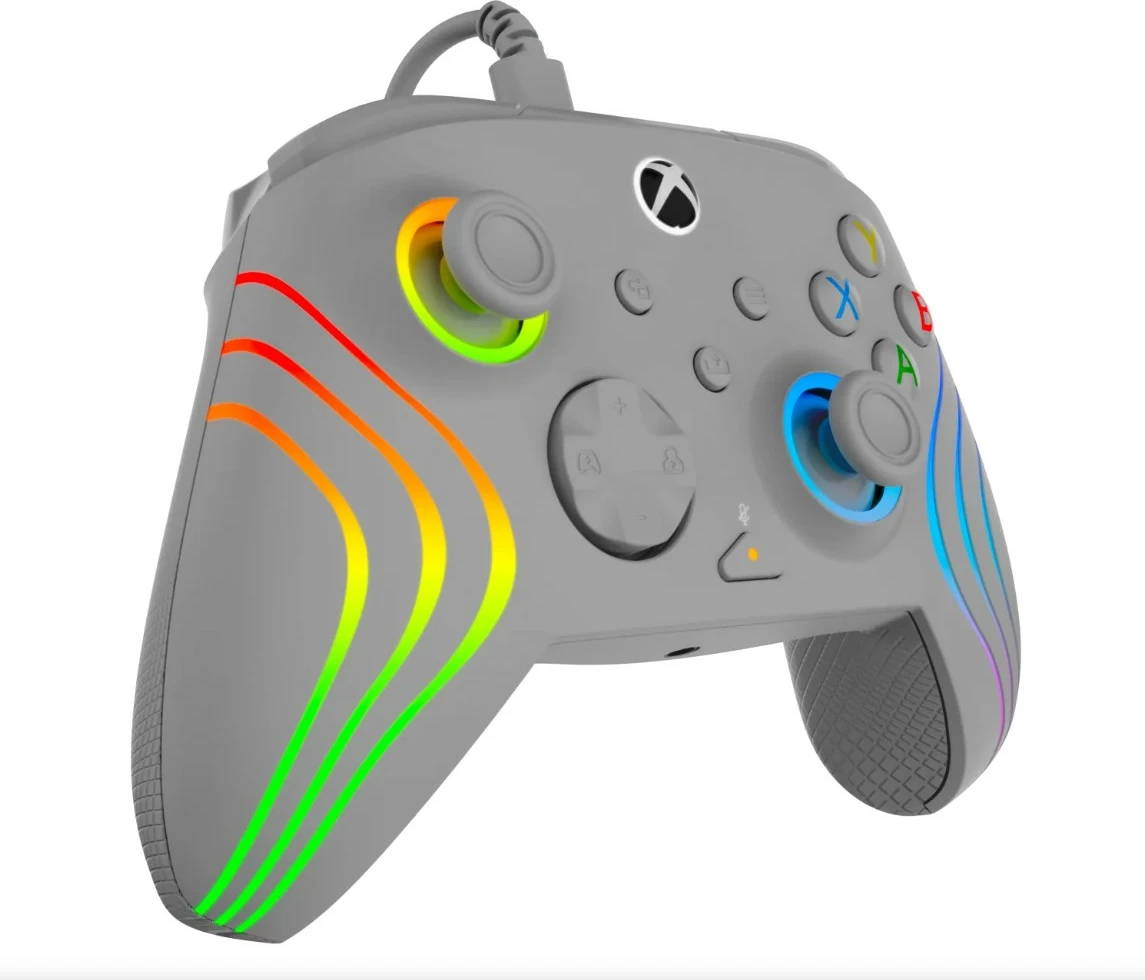 Kontroller me kabllo Turtle Beach Afterglow Wave për Xbox/PC, RGB, Hall-Effect triggers, Gri