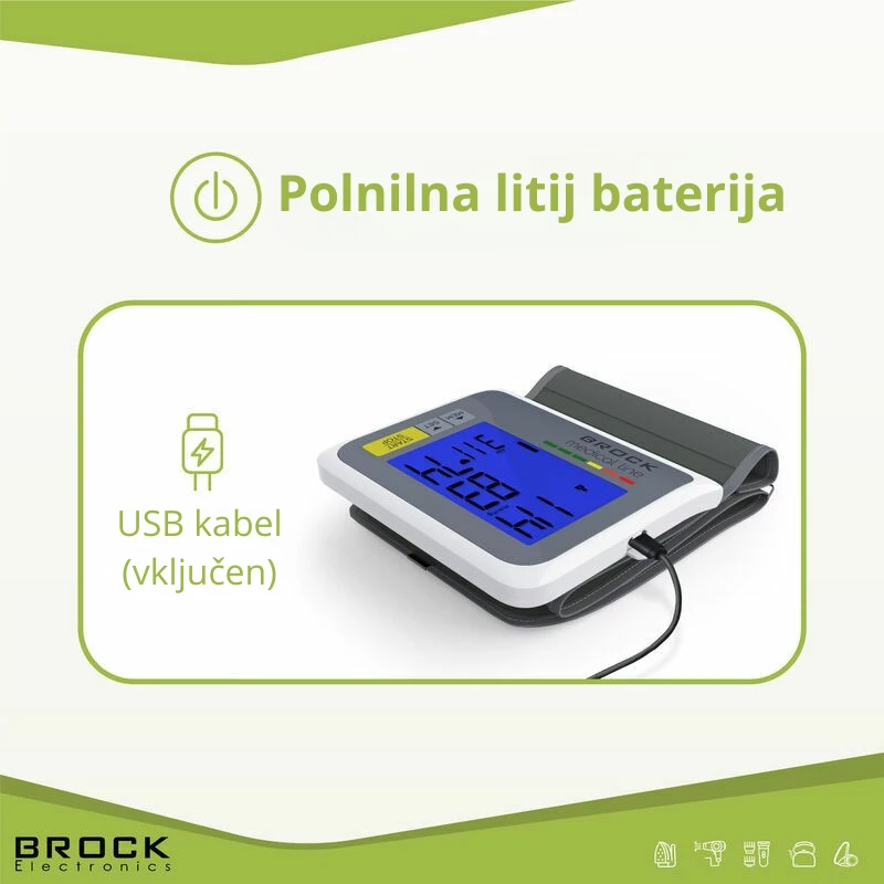 Matës tensioni digjital për kyç Brock LS 810 S, memorie 60 matje, manshetë 13.5–21.5 cm, bateri e rikarikueshme, gri