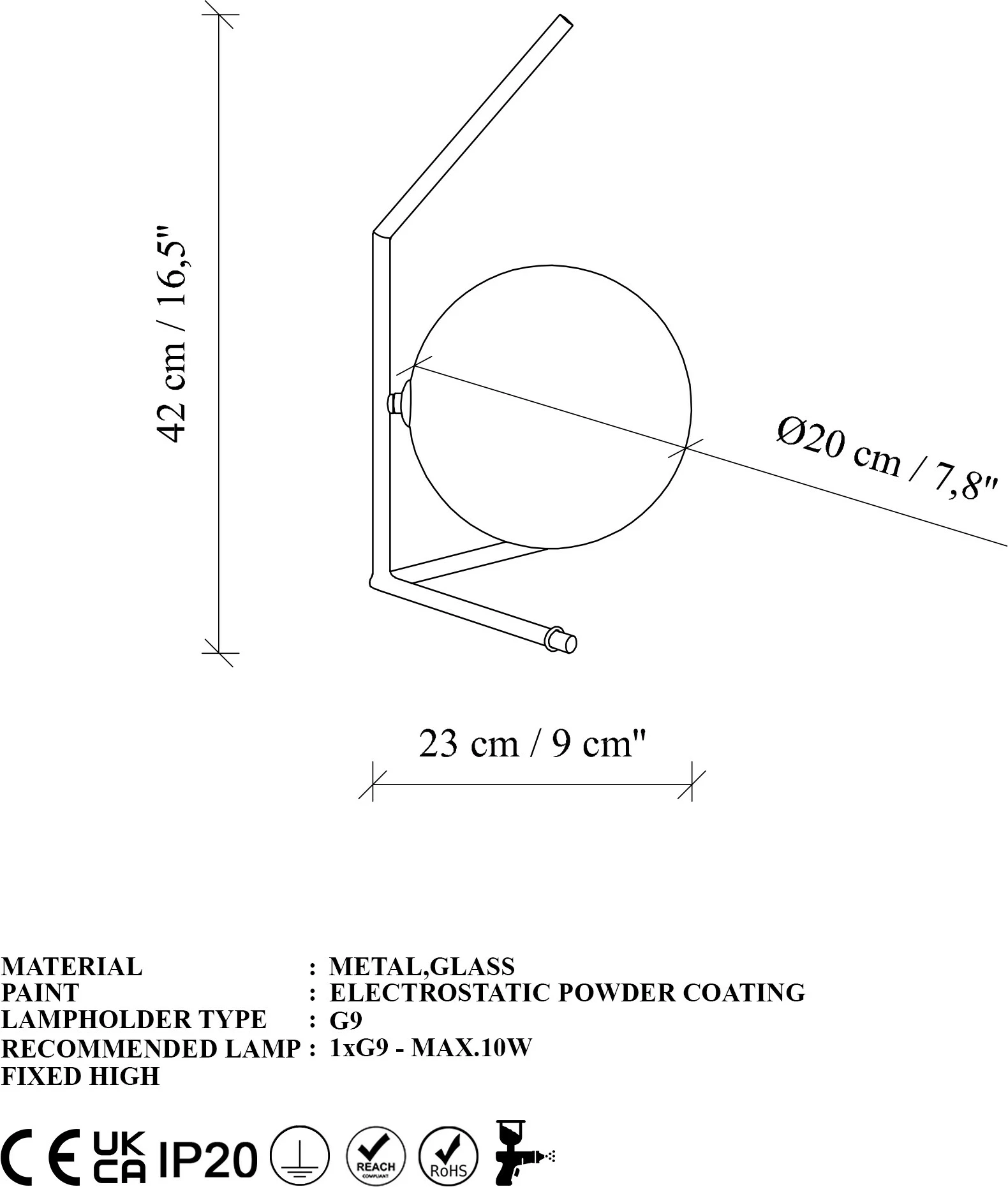 Llambë tavoline Opviq, Luminar - 14165, ngjyrë e zezë