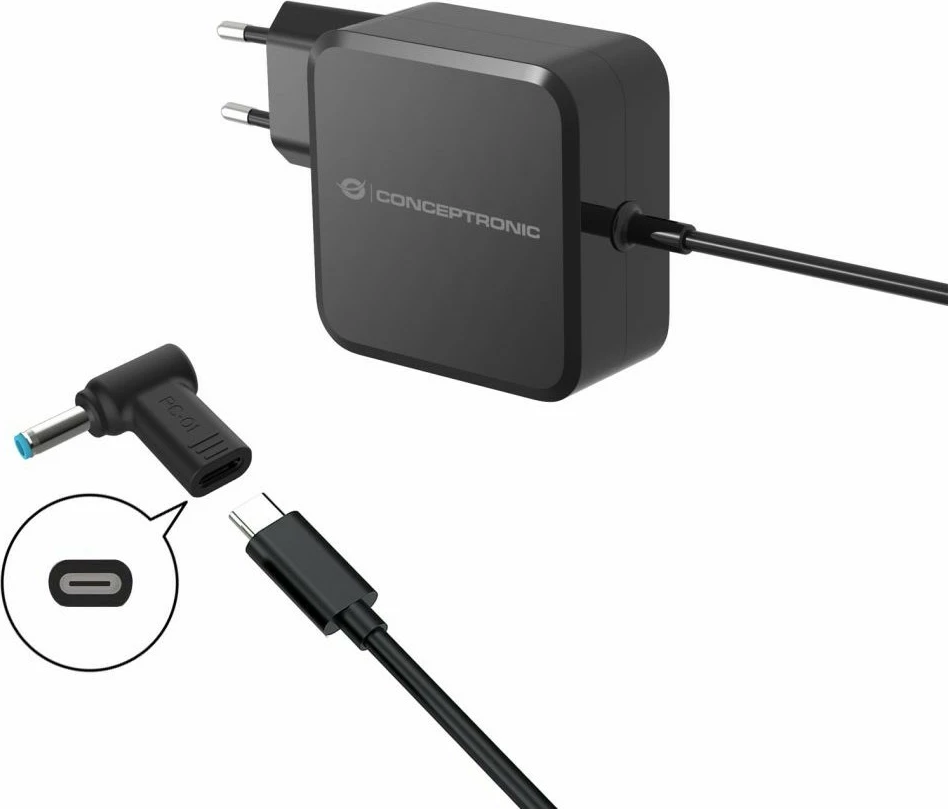 Adapter Conceptronic USB-C PD100W në HP 4.5x3.0mm, 18-20V, i zi
