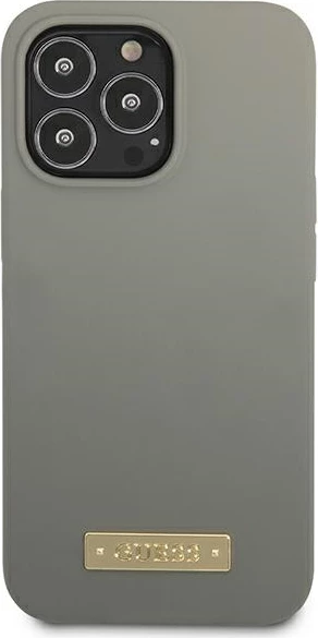 Mbështjellës Guess GUHMP13LSPLG për iPhone 13 Pro / 13 6.1", silikon, MagSafe, Gri