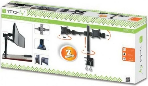 Mbajtës tavoline për monitorë Techly 301740, për 2 ekrane 13-27 inç, i zi