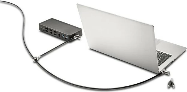 Kabëll sigurie Kensington Universal 3-in-1 me çelës, dy koka, karbon çelik, silver