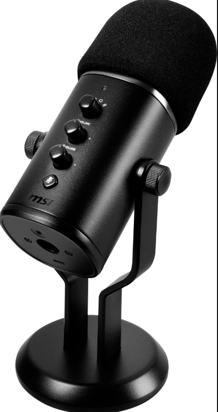 Mikrofon për konzolë lojërash MSI IMMERSE GV60, USB Type-C dhe 3.5mm Aux, i zi