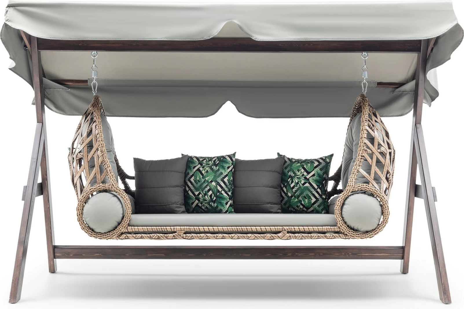 Karrige lëkundëse treshe për kopsht, Skye Decor, Saltanat, ngjyrë gri