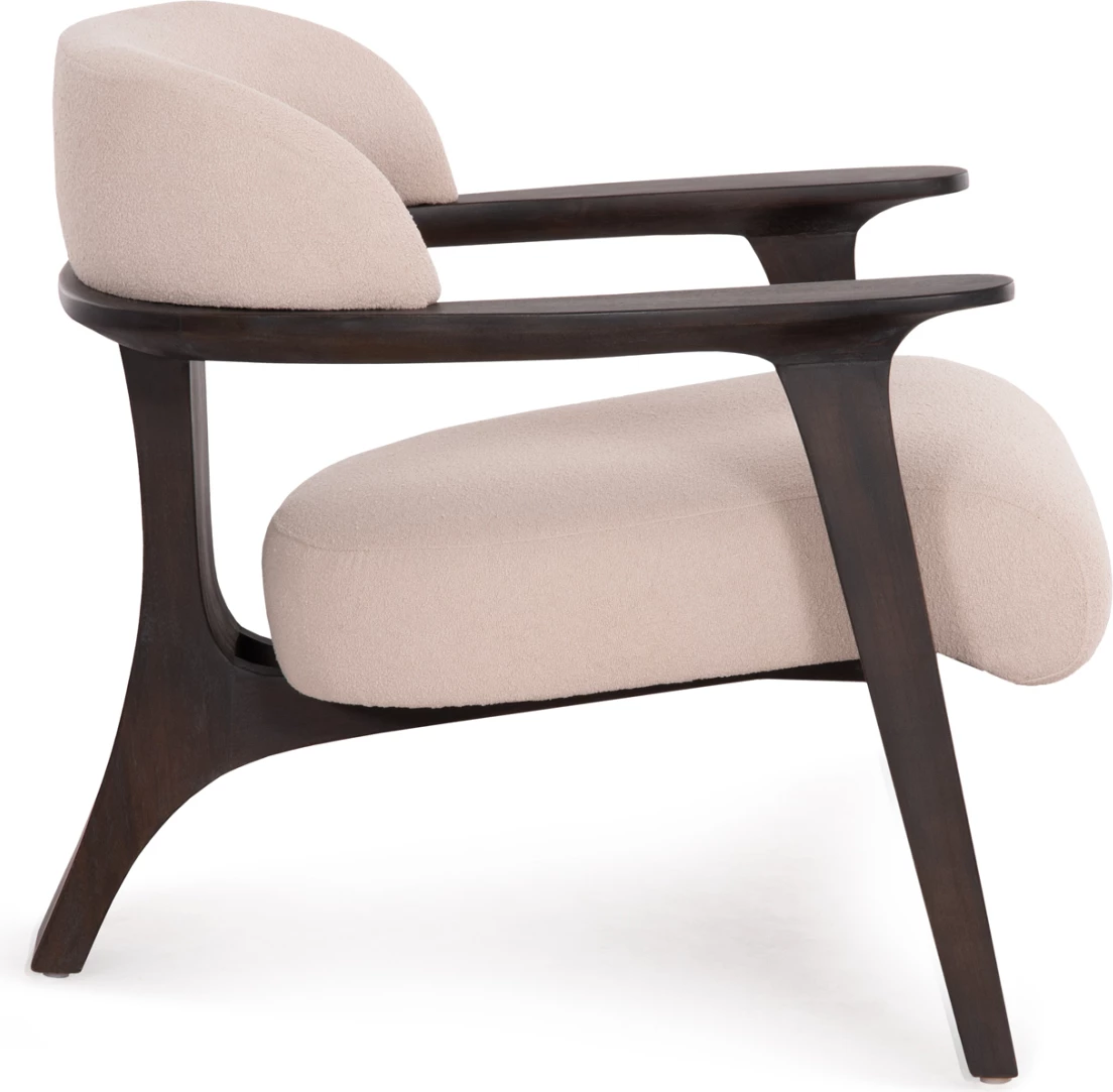 Karrige lounge TRIAD, dru tik i zi, material krem, 80.5x74x66.5cm