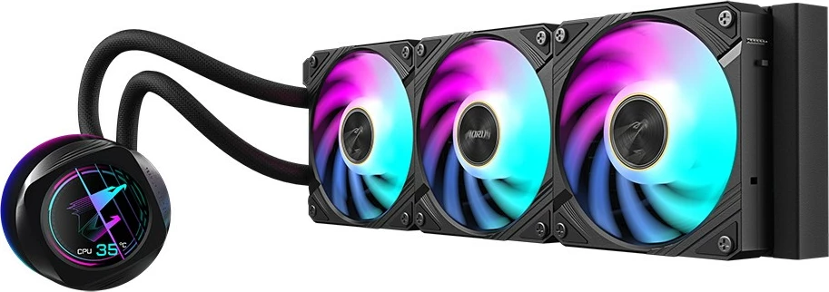 Ftohës uji Gigabyte AORUS WATERFORCE X II 360, 3x120mm ARGB, LCD, i zi