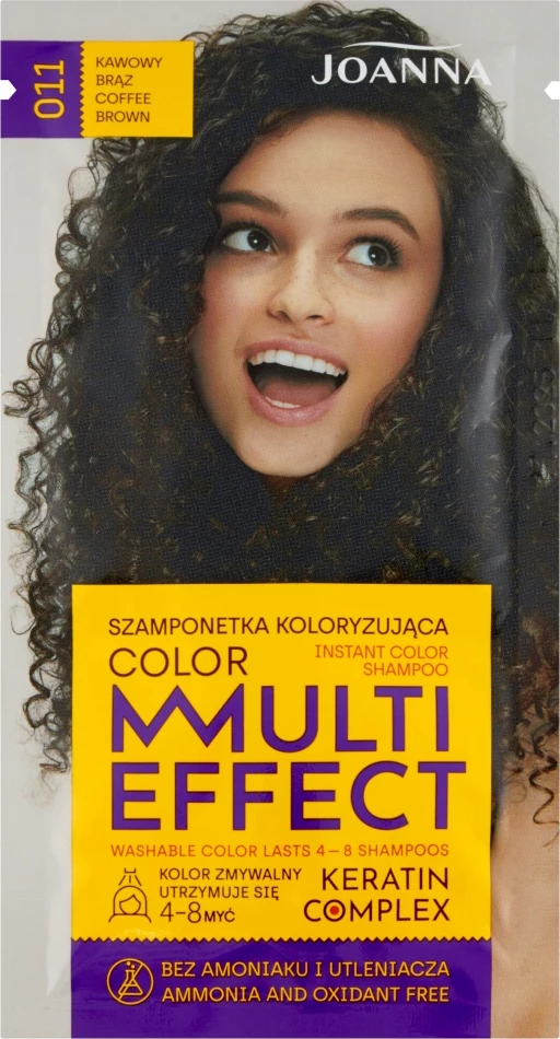 Shampon ngjyrues për flokë Joanna Multi Effect Color 011 Coffee Brown për femra, 35g