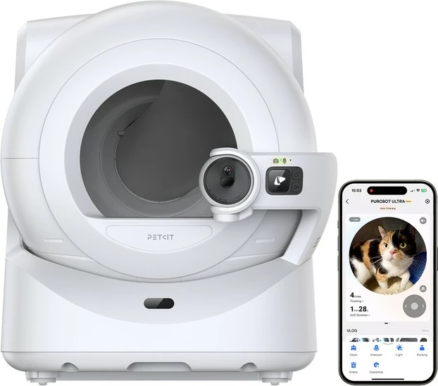 Tualet automatik mace Petkit Purobot Max, vetëpastrues, kontroll me aplikacion, i bardhë