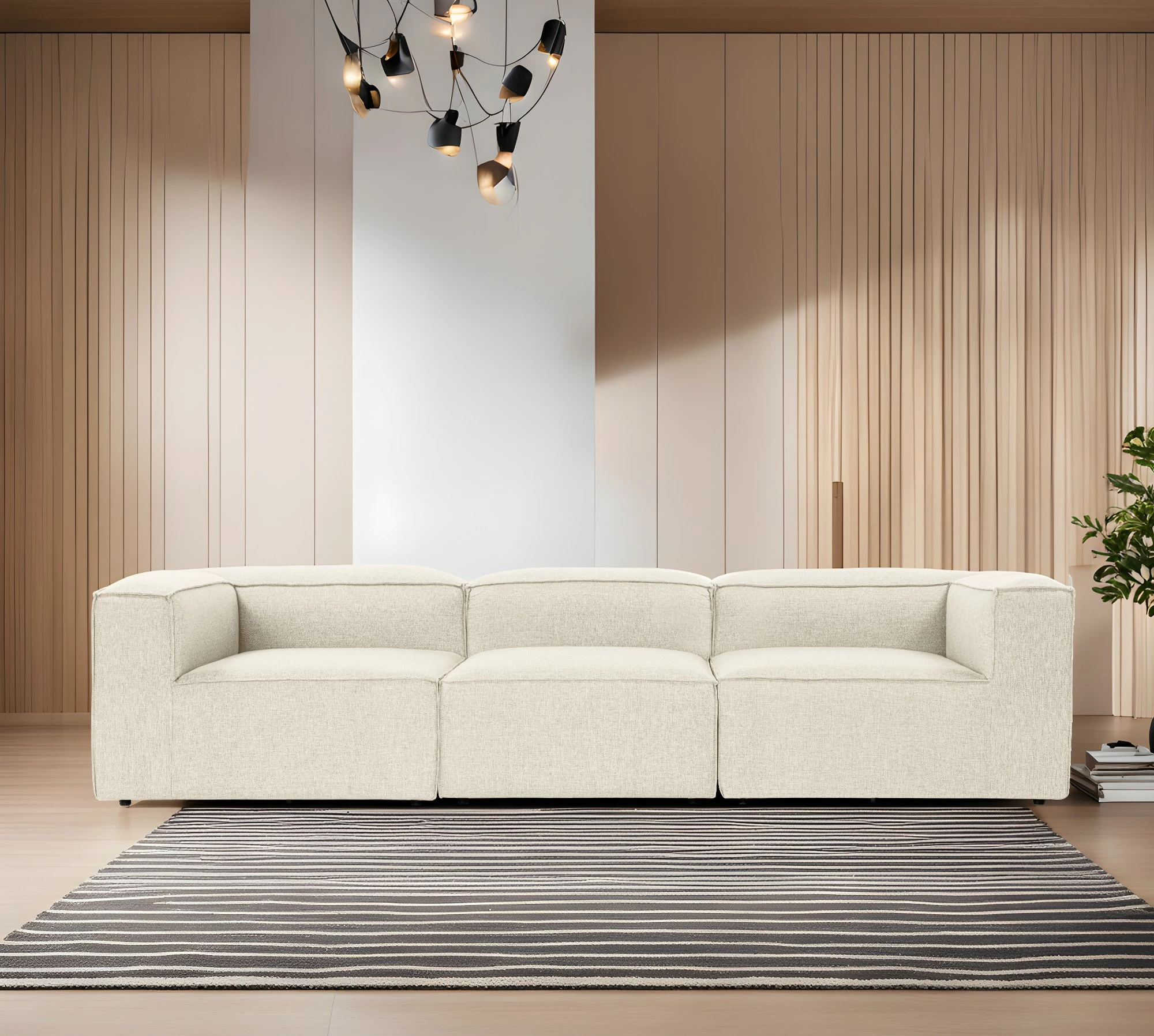 Divan treshe Atelier del Sofa, Fora 3, ngjyrë ecru
