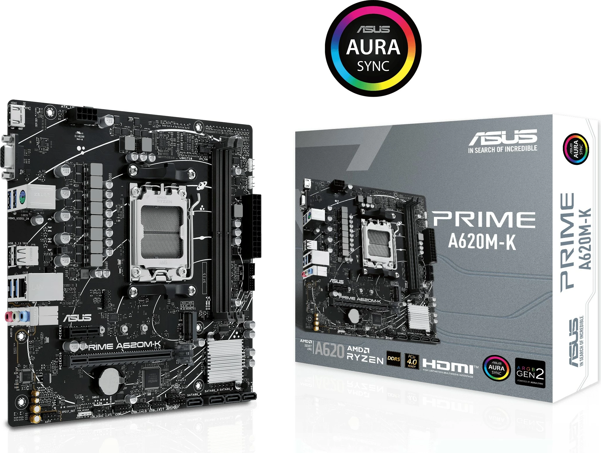 Pllakë amë ASUS PRIME A620M-K, AMD, Socket AM5, DDR5, 96 GB