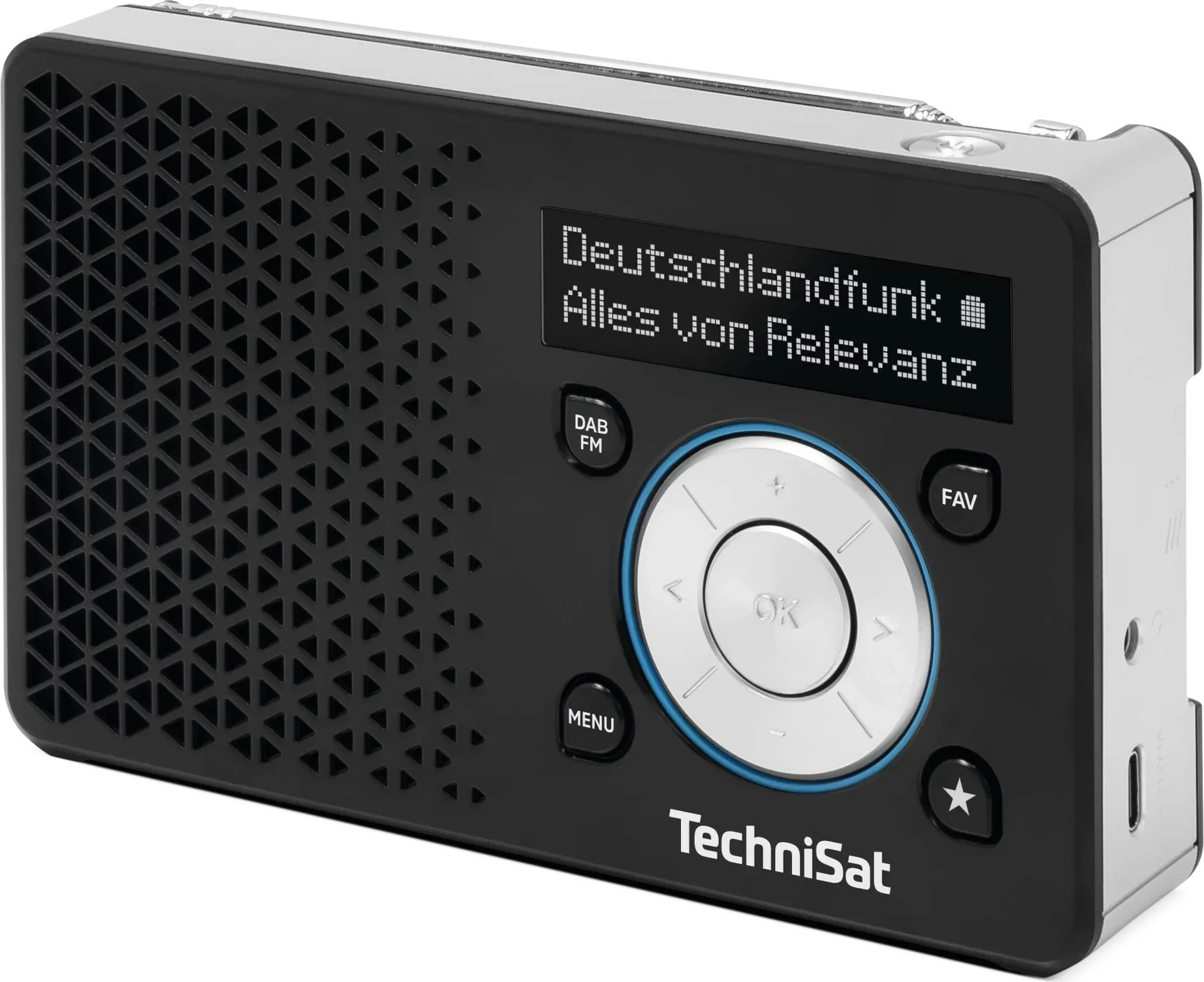 Radio portabile TechniSat DigitRadio 1 ASA, DAB+ FM, ekran OLED, 1050mAh, zi/argjendtë