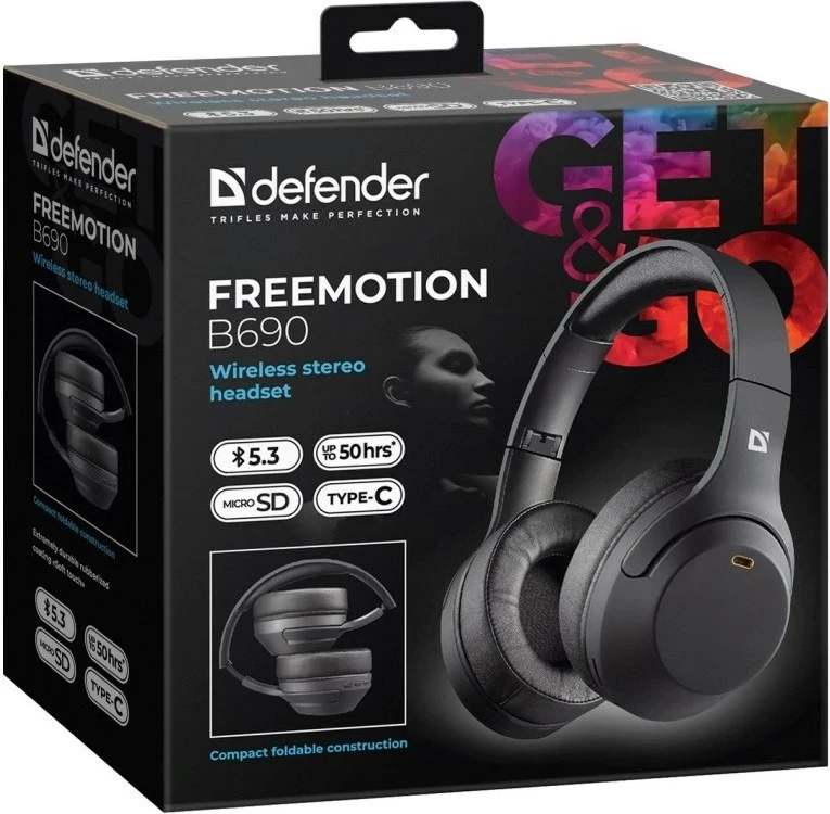 Kufje Defender Bluetooth Freemotion B690, të zeza