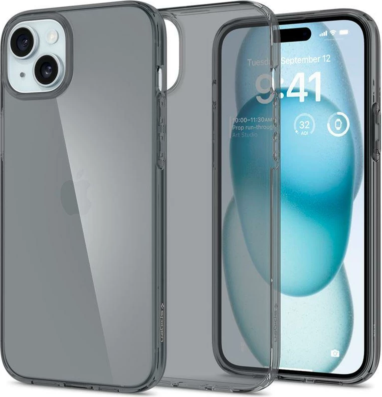 Mbështjellës Spigen Crystal Flex për iPhone 15 Plus, Gri-Transparent