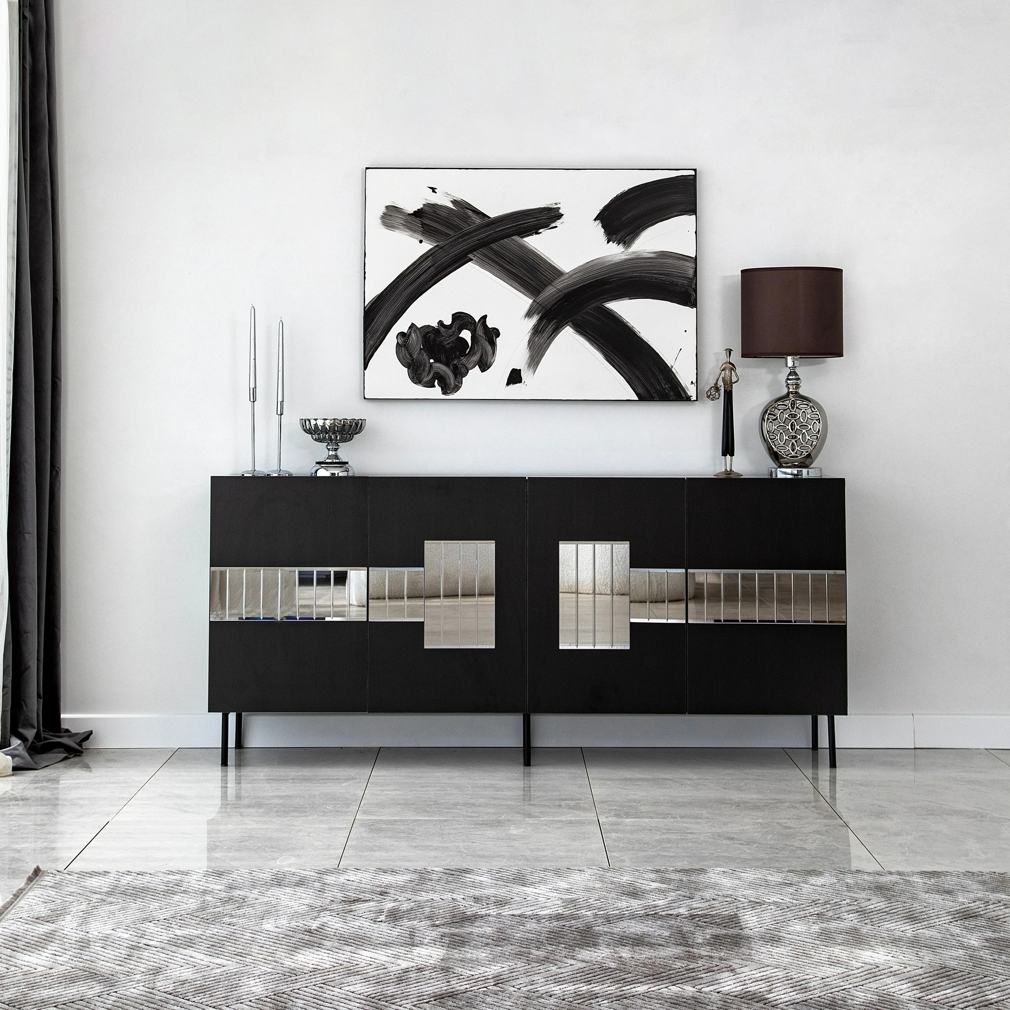 Konsolë Skye Decor Paris, e zezë, fume