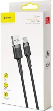 Kabllo USB Baseus CATKLF-UG1, 3 m, USB A në USB C, E zezë
