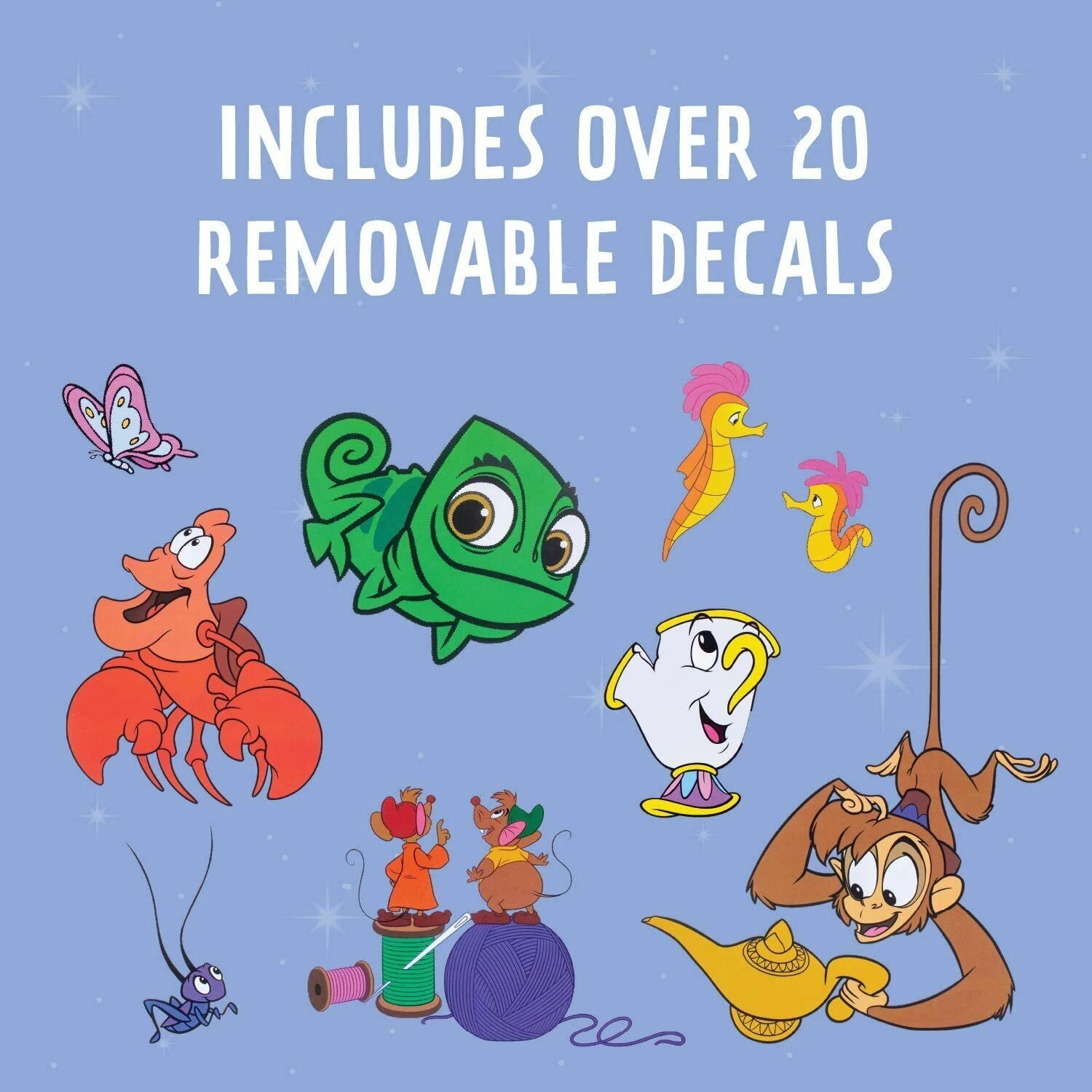 Stikerë muri Paladone Disney Classic Character Wall Decals, vinil të heqshme e rezistente në ujë, mbi 20 copë, 6 fletë