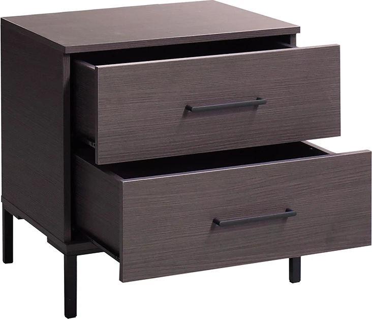 Komodinë anësore Calliope me 2 sirtarë, wenge-e zezë, 55x44x57cm