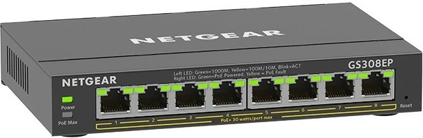Switch Netgear GS308EP, 8xGE PoE+, i menaxhuar, Desktop, i zi