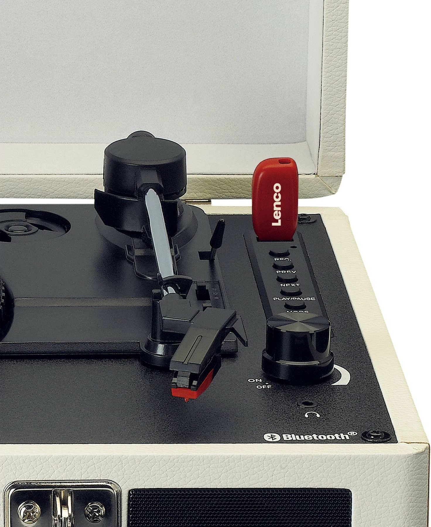 Gramafon Lenco TT-115, Bluetooth, 2 altoparlantë, USB, krem