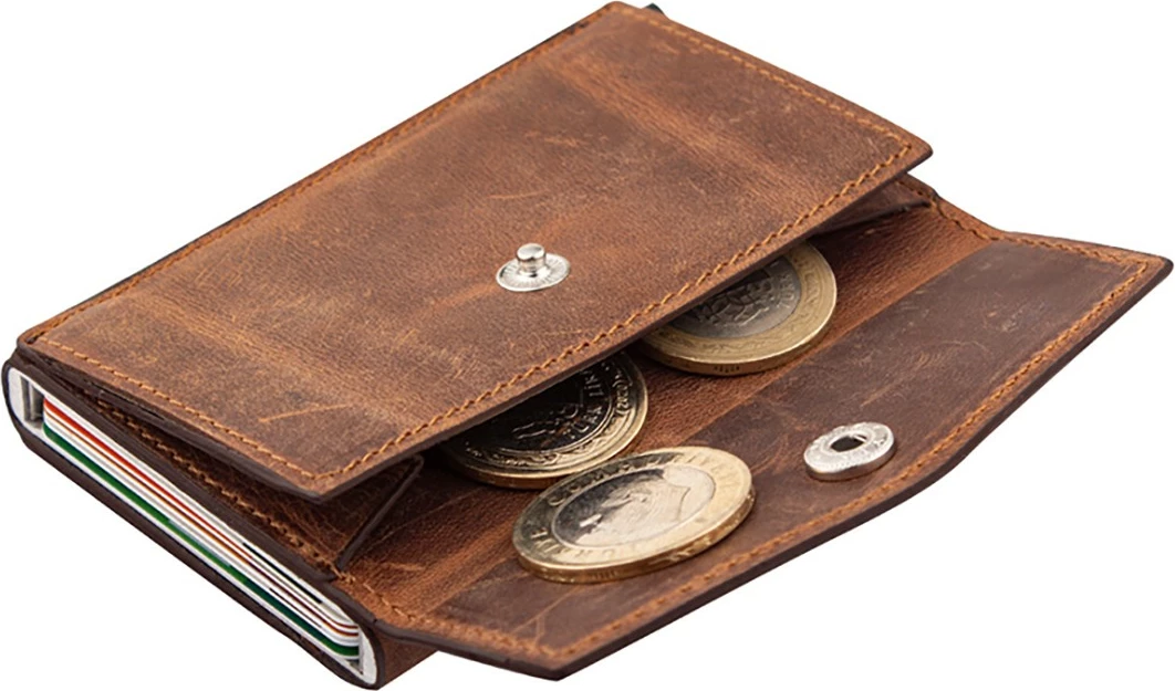 Portofol për burra, lëkurë natyrale, ngjyrë tan, Zoozie Bags