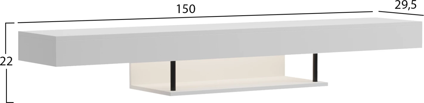 Mbajtës muri për TV me LED SAVOR FH18381.02, melaminë e bardhë, 150x29.5x22cm