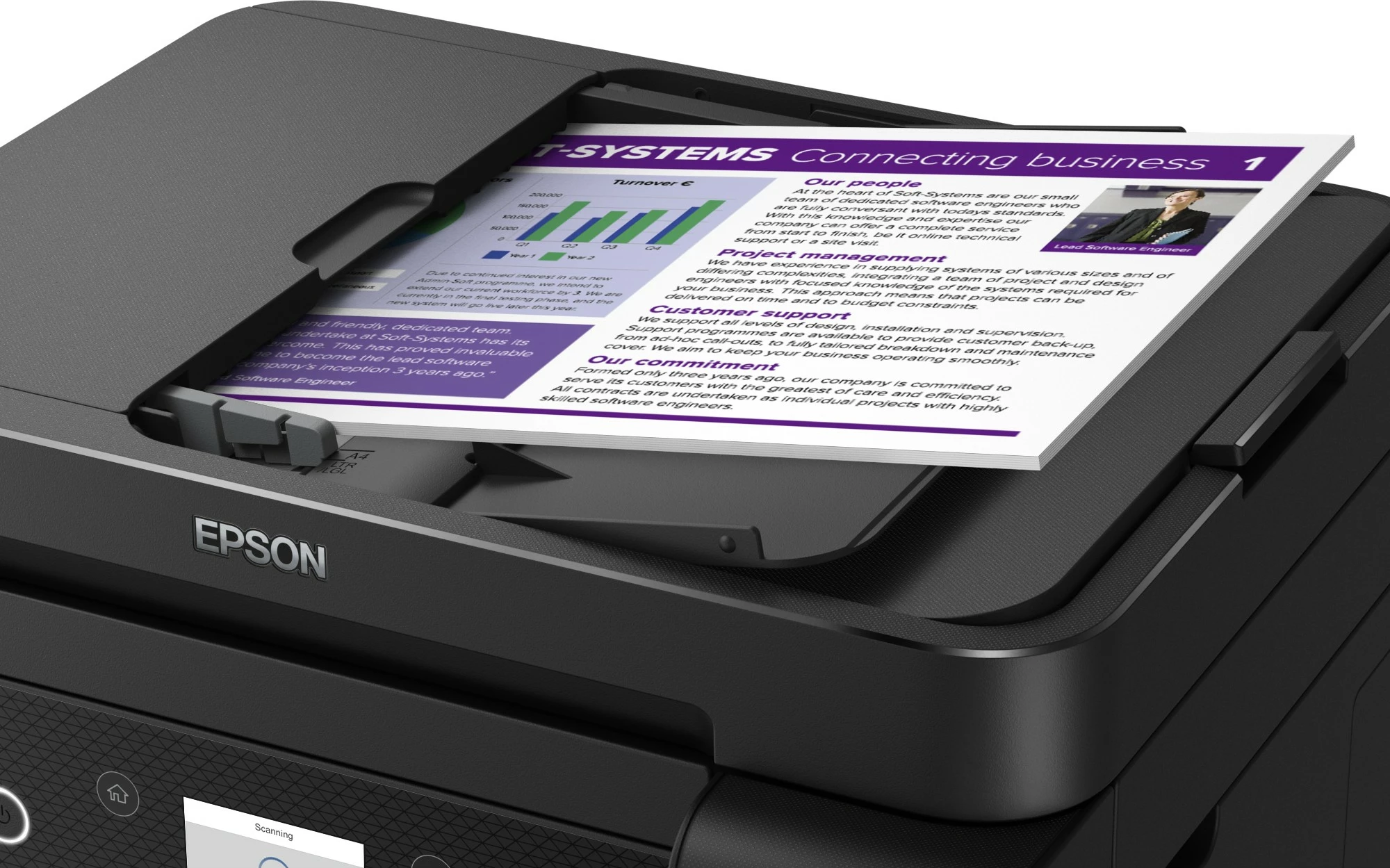 Printer multifunksional Epson EcoTank ET-3850, ngjyrë, A4, Wi-Fi, LCD, i zi