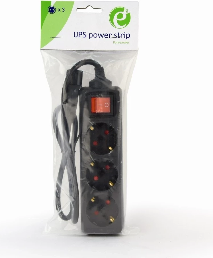 Kabllo vazhduese Gembird EG-PSU3-01, 3 AC outlet, 0.6 m, e zezë