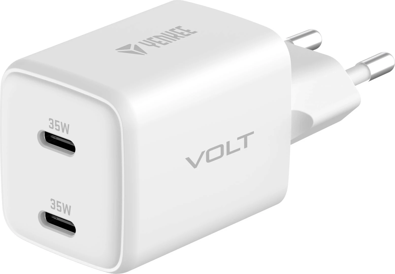 Karikues muri YENKEE YAC G35D VOLT, 35W, 2x USB Type-C, i bardhë