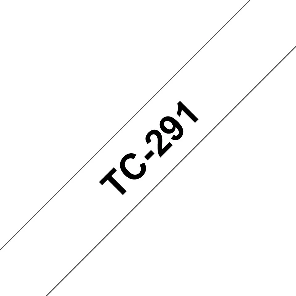 Shirit etikete Brother TC-291, 9mm, 7.7m, zi në bardhë