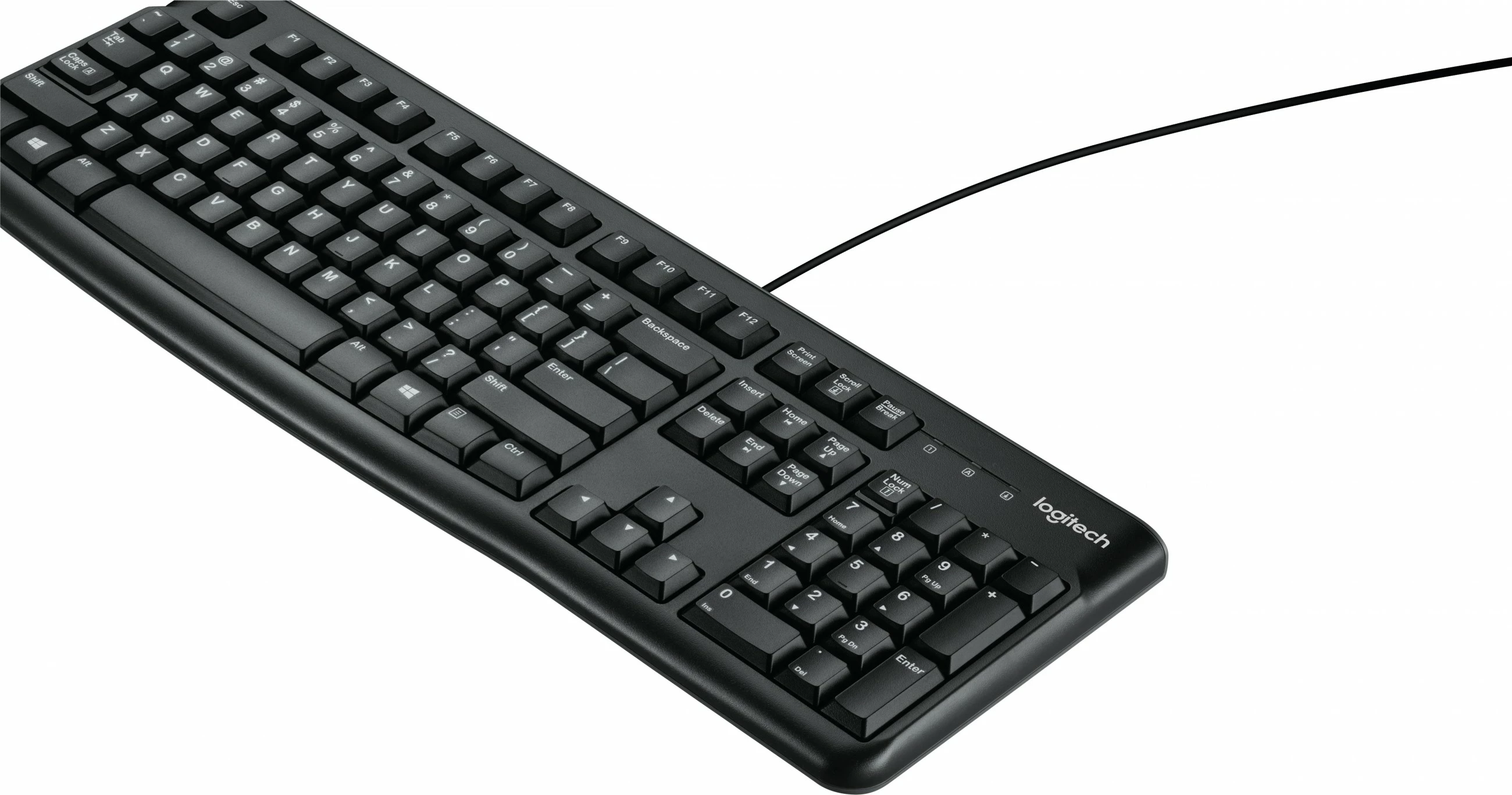 Tastierë Logitech K120 për Biznes, Full-size (100%), Wired, USB, QWERTY, E zezë