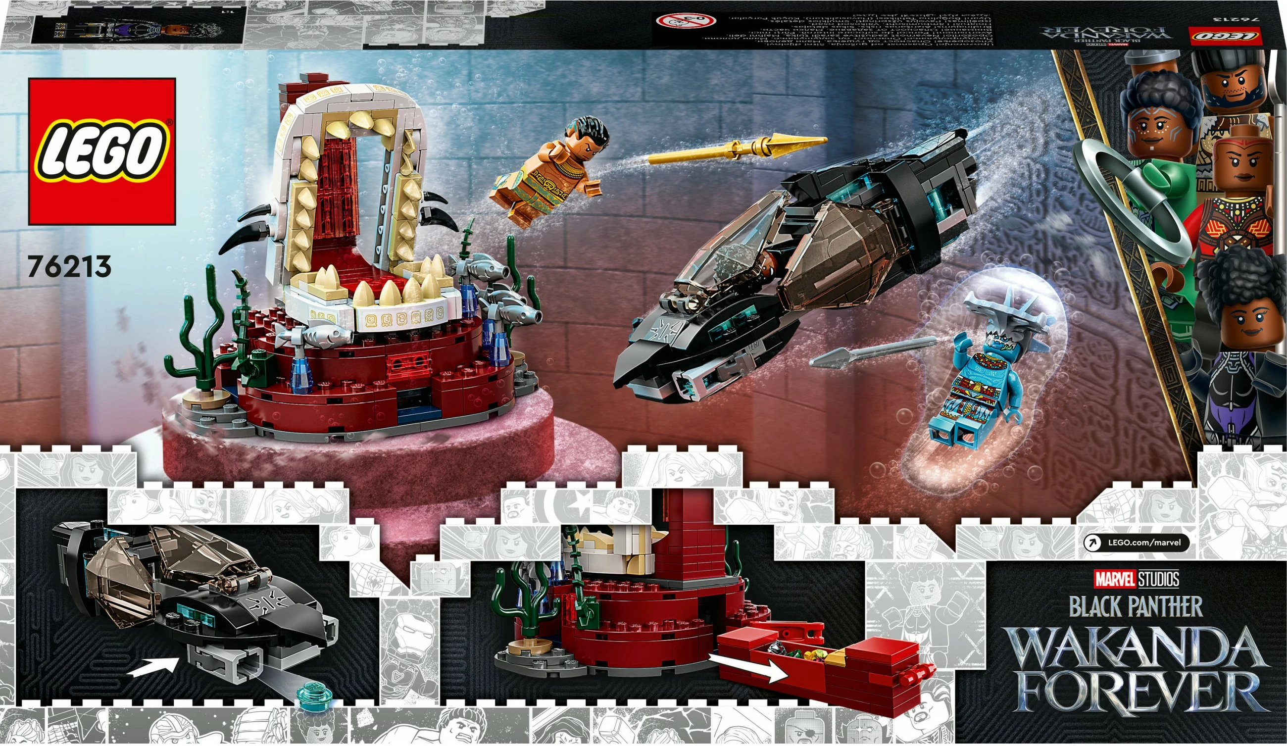 Set ndërtimi LEGO Marvel Avengers King Namor’s Throne Room, 355 pjesë, shumëngjyrësh