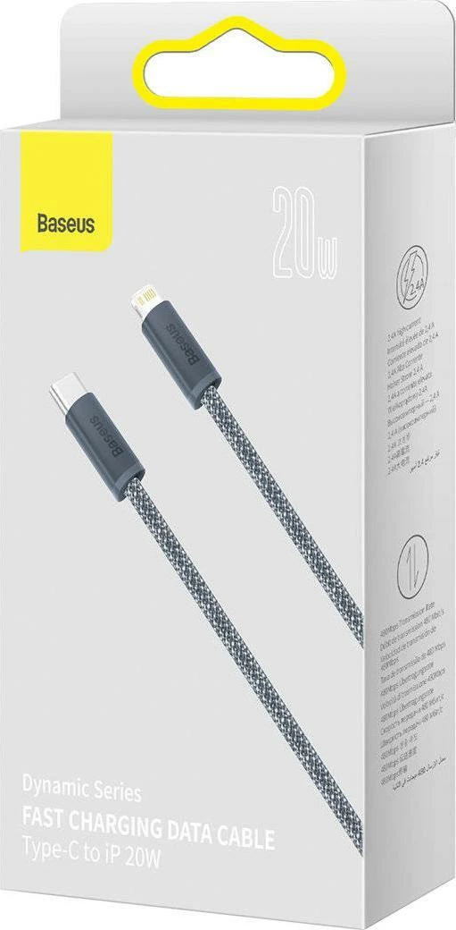 Kabllo Baseus Dynamic Series CALD000116 USB-C në Lightning 2 m 20 W PD, hiri