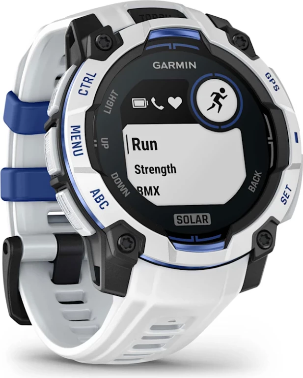 Smartwatch Garmin Instinct® 3, Solar, Whitestone/Whitestone-Bolt Blue Band, 45 mm
