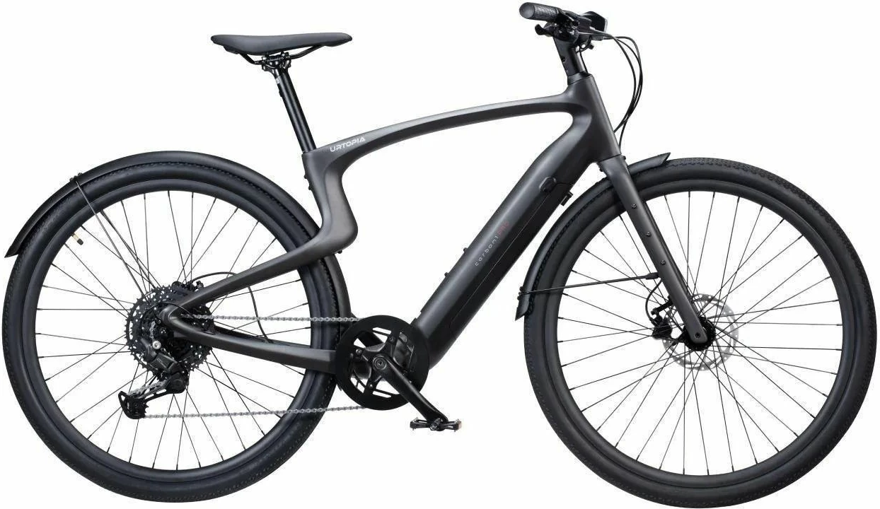 Biçikletë elektrike urbane Urtopia Carbon 1 Pro, L (180–195 cm), kornizë karbon, motor 250W, deri 130 km, e zezë