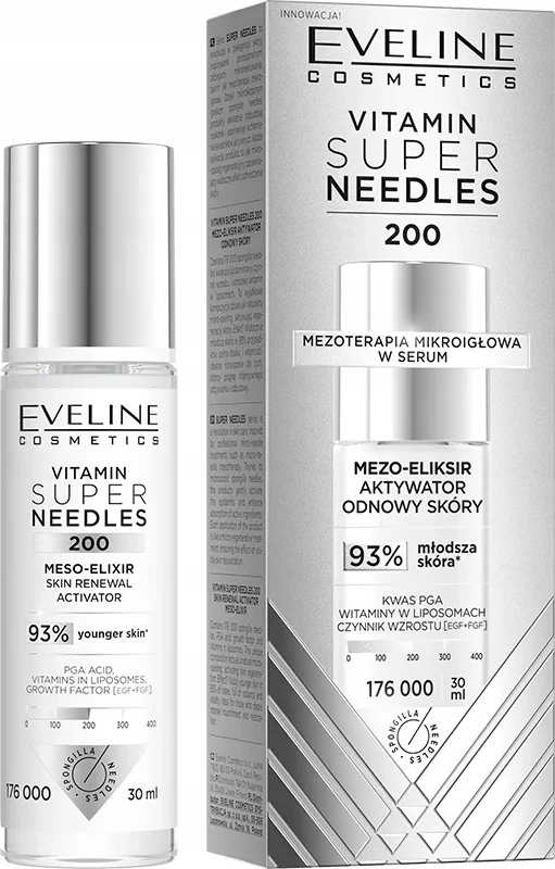 Eliksir për fytyrë për femra Eveline Cosmetics Vitamin Super Needles 200 Mesotherapy Elixir Skin Renewal Activator, 30ml