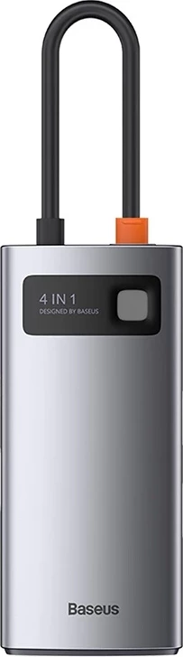 Kasë Baseus Metal Gleam Series 4in1, CAHUB-CY0G, USB-C në USB 3.0 + USB 2.0 + HDMI + USB-C PD, Gri