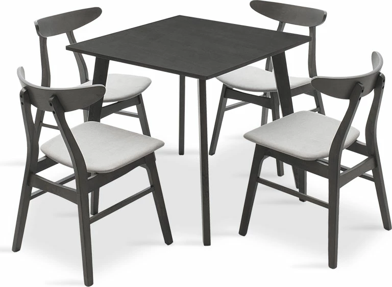 Set tavoline me karrige Benson - Orlean, 5 copë, 80x80x75cm, ngjyrë gri rustike - pëlhurë gri