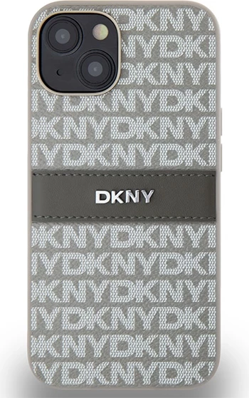 Mbështjellës DKNY Mono Stripe & Metal Logo për iPhone 15/14/13, 6.1", Bezhe